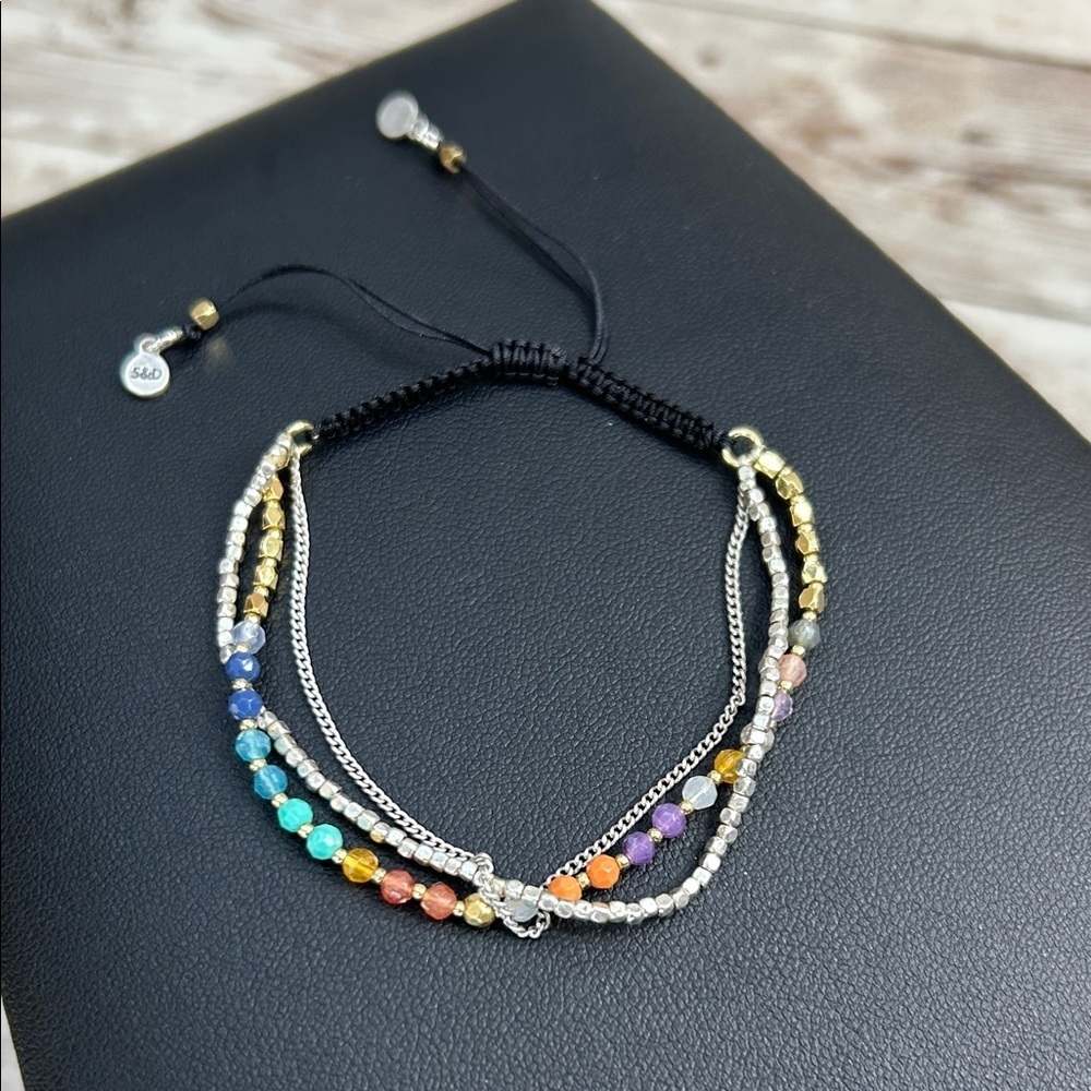 Stella & Dot Beaded Adjustable Bracelet with Silver Accents